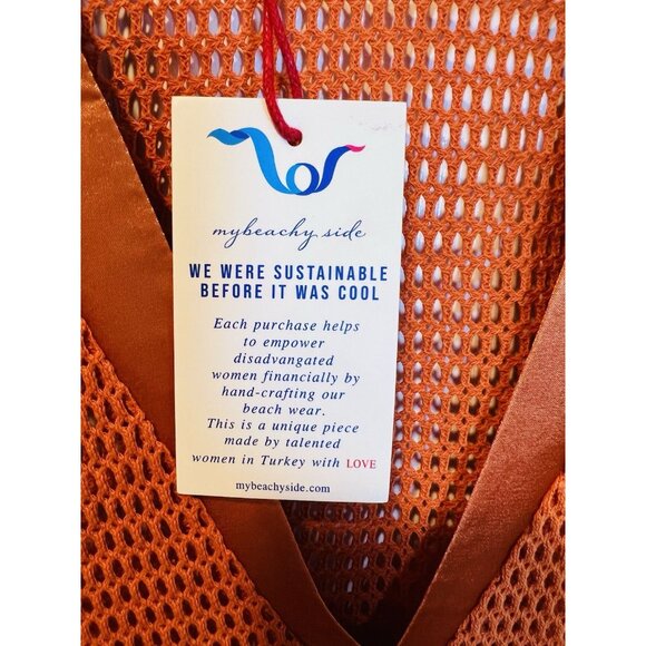 My Beachy Side Camelia Maxi Cover Up Caftan Gold Flame Womens Size Small - Picture 7 of 8